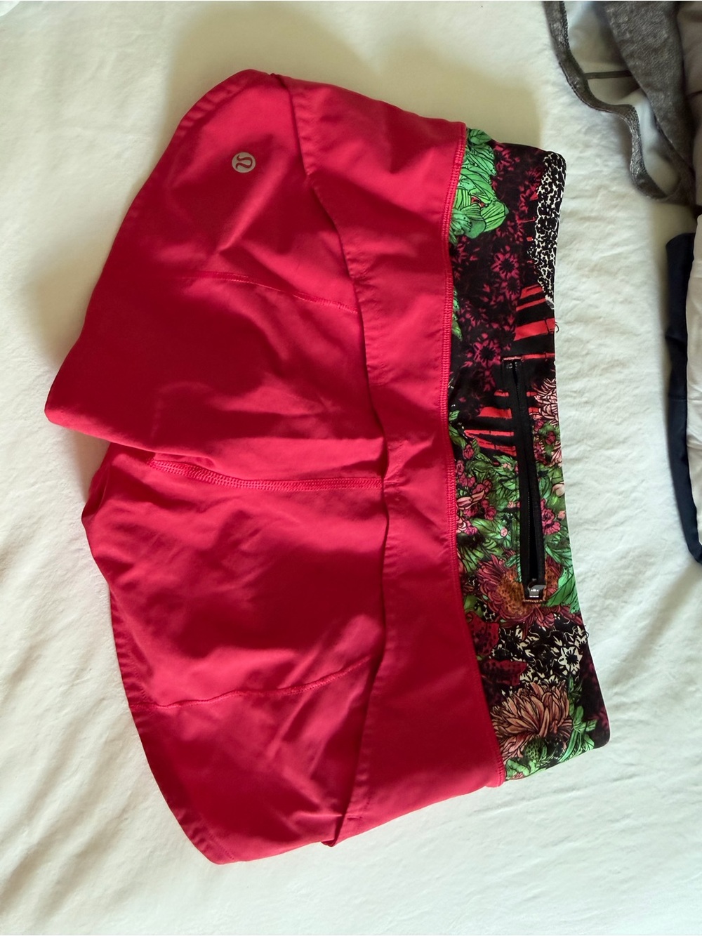 lululemon athletica Women's Pink Athletic Shorts with Floral Waistband